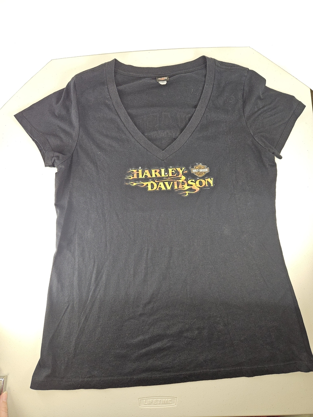XXL Harley-Davidson Women's Black V-Neck Logo Tee